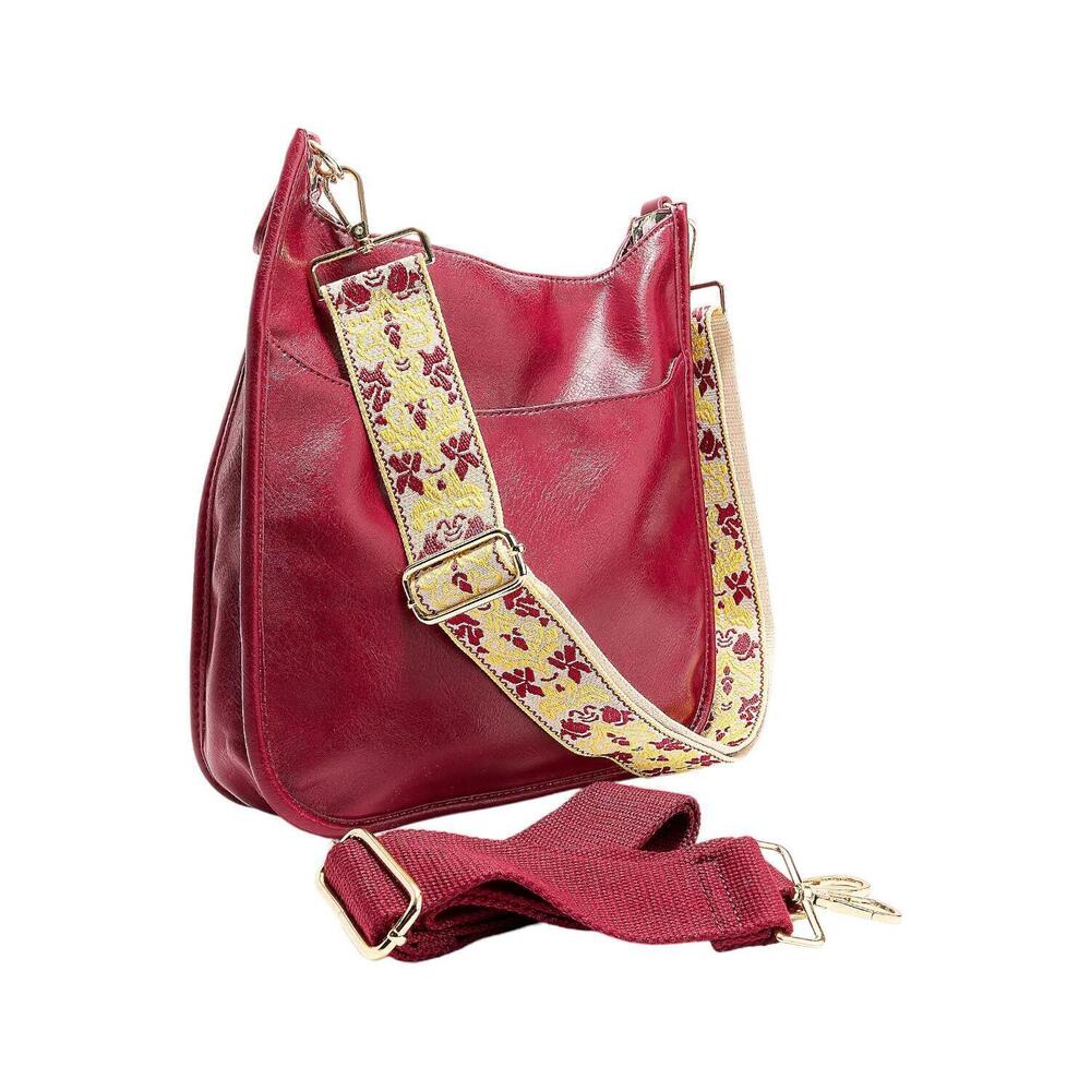 Ahdorned Classic Messenger with Crossbody Strap Black Dark Cherry